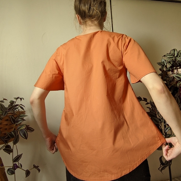 Orange flutter sleeve button up blouse - Picture 10 of 11